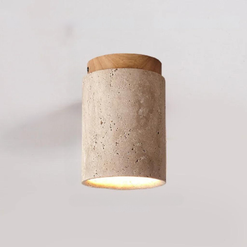Integrated Travertine Ceiling Light for Hallways and Stairs