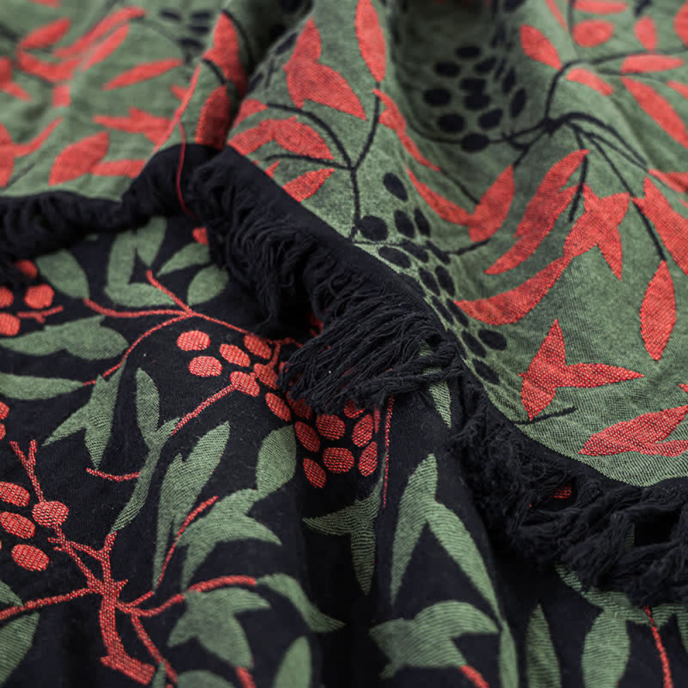 Reversible Cotton Begonia Fruit Tassel Blanket