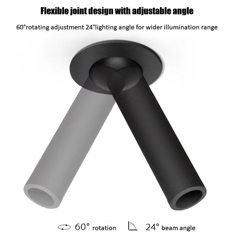 Long Cylinder LED Spotlight - Nickel Finish, Warm White Light
