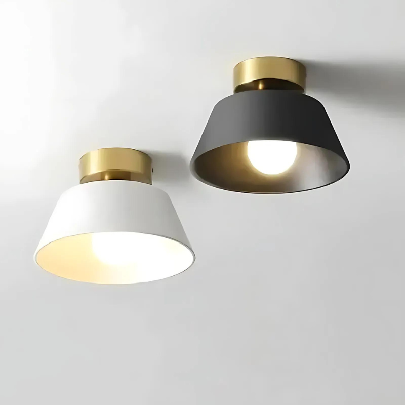 Modern LED Ceiling Lamp with Vintage Black and White Shade