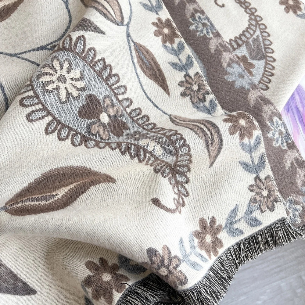 Double-Sided Floral Pashmina Winter Shawl Scarf