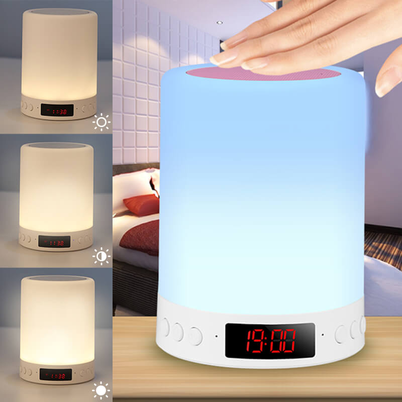 Bluetooth Speaker with Colorful LED Table Lamp and Alarm Clock