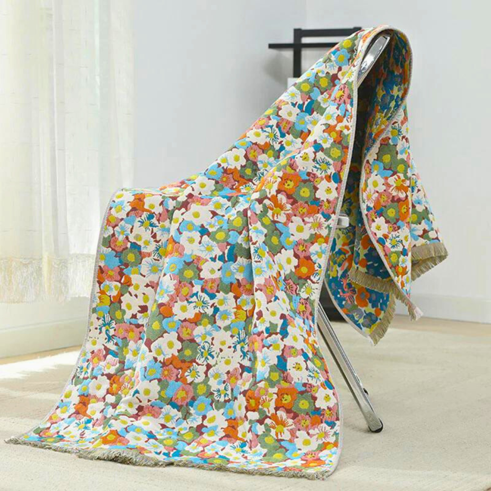 Reversible Floral Cotton Bath Towel