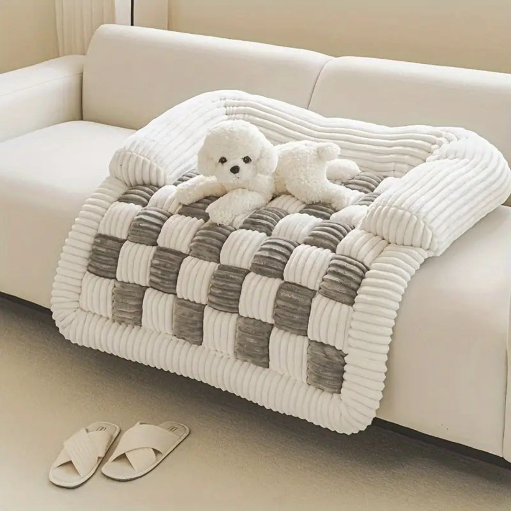 Checkered Plaid Dog Sofa Bed with Non-Slip Bottom