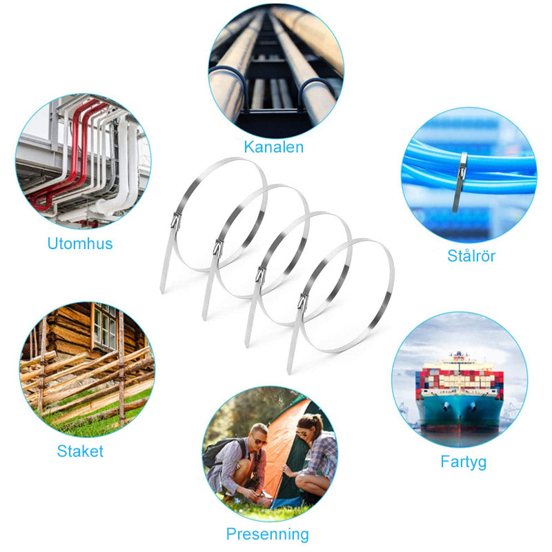 Stainless Steel Tension Straps with Reinforced Buckles - 100 pcs