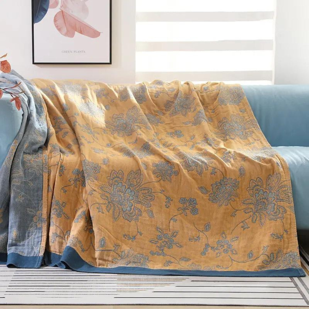 100% Cotton Floral Gauze Throw Blanket
