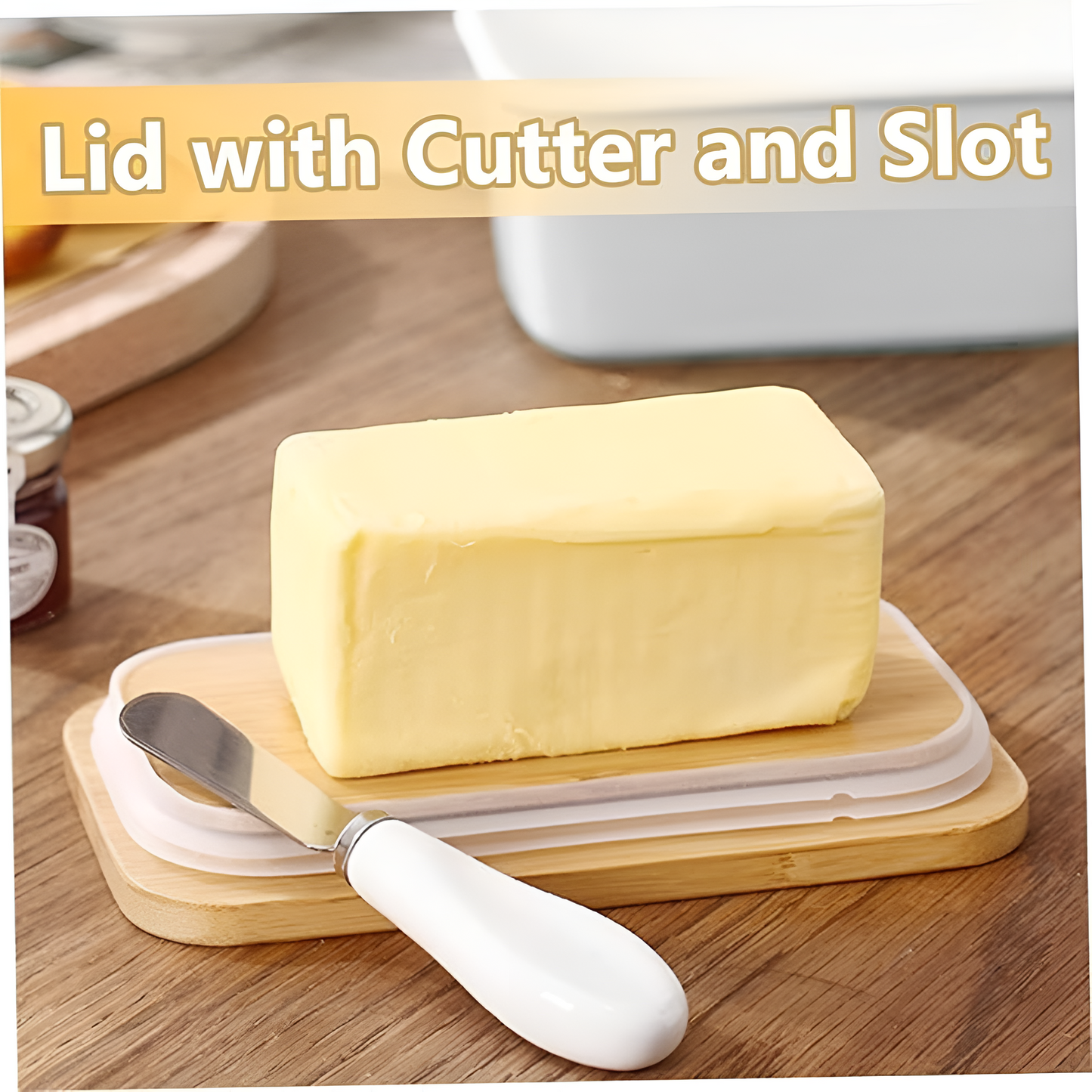 Sleek Ceramic Butter Cutter Container