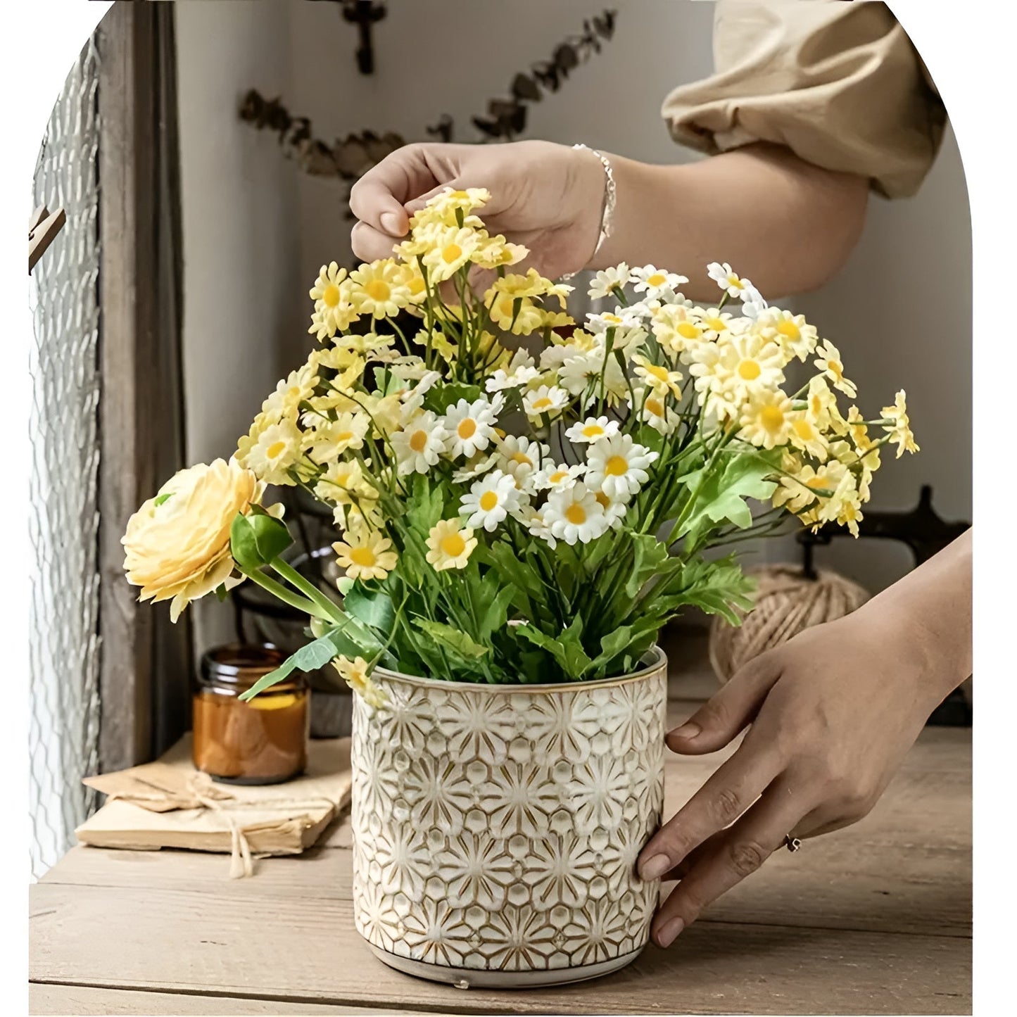 Ceramic Floral Utensil Holder and Vase
