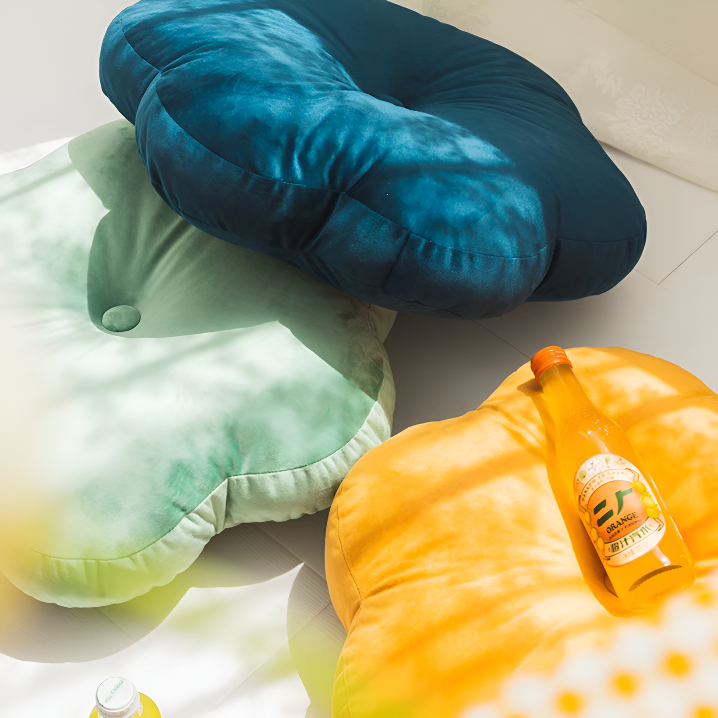 Plush Flower-Shaped Velvet Cushion in Bright Colors