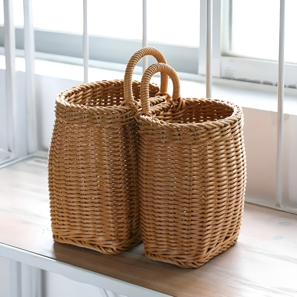 Woven Rattan-Look Storage Basket