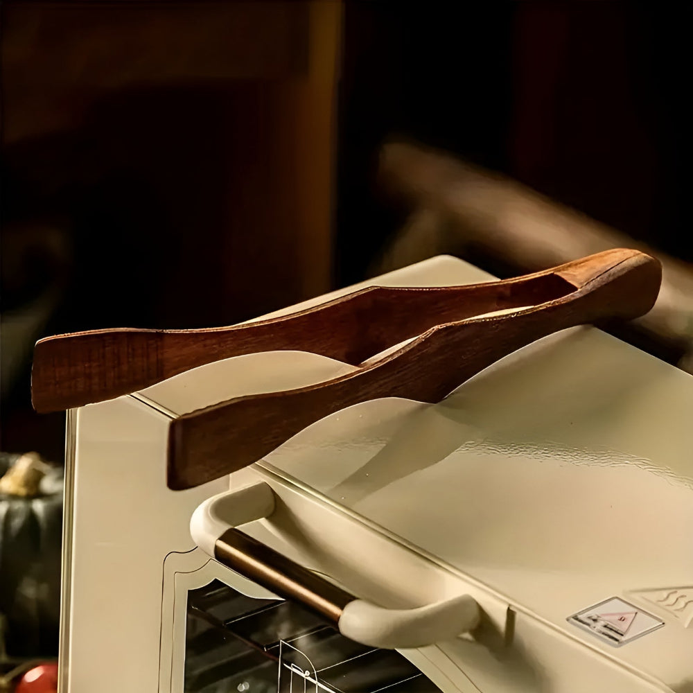 Heat-Resistant Wooden Kitchen Tongs for BBQ and Baking