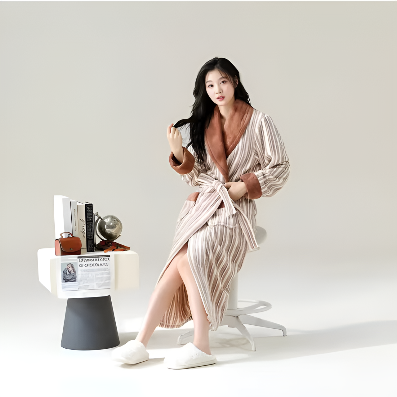 Ultra-Soft Fleece Bathrobe with Sherpa Trim