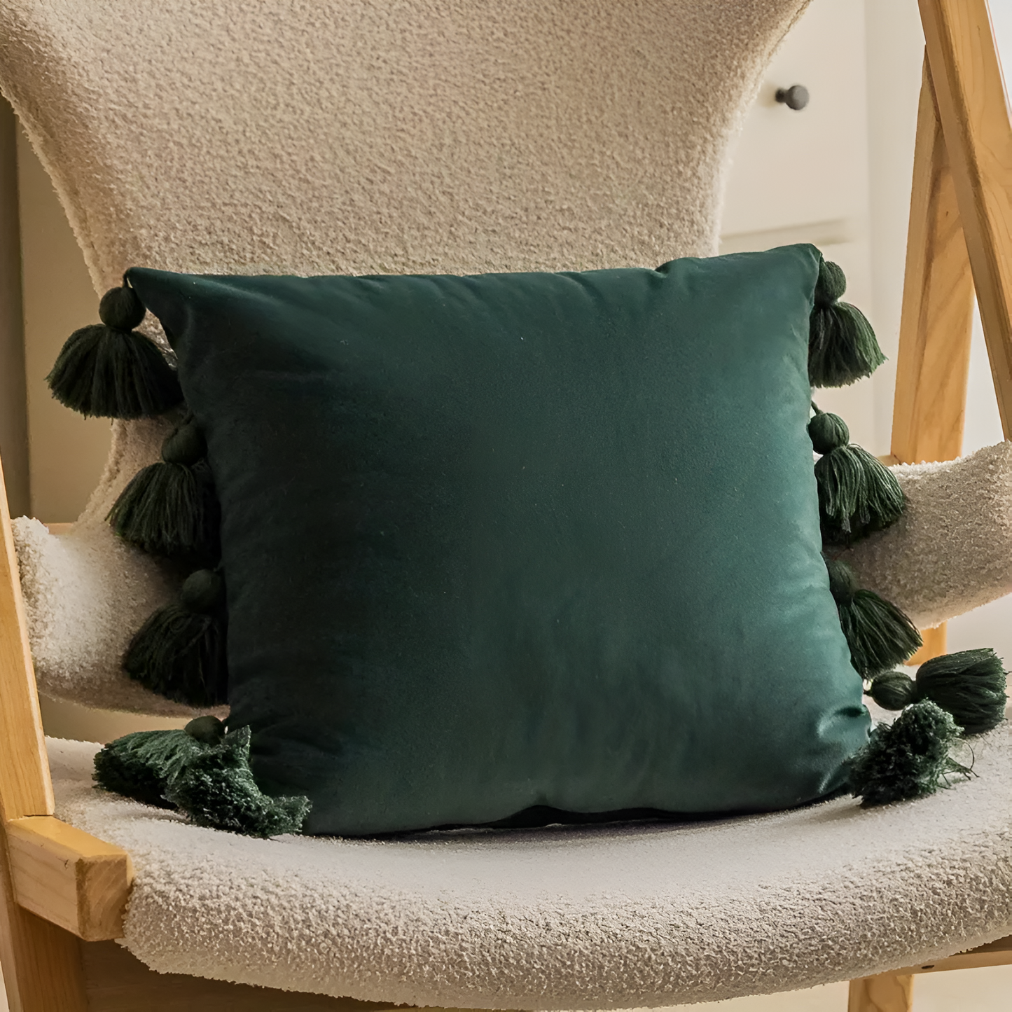 Bohemian Velvet Pompom Cushion Cover