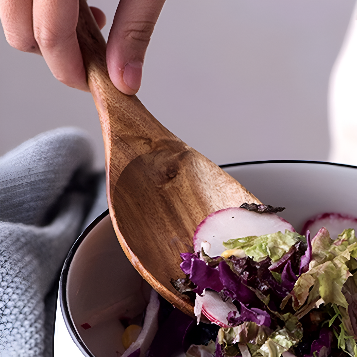 Rustic Acacia Wood Salad Serving Set - 2 Piece