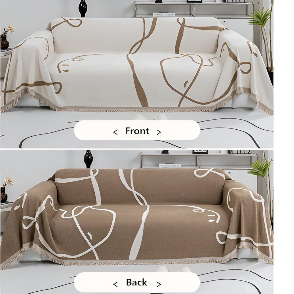 Reversible Abstract Chenille Sofa Cover