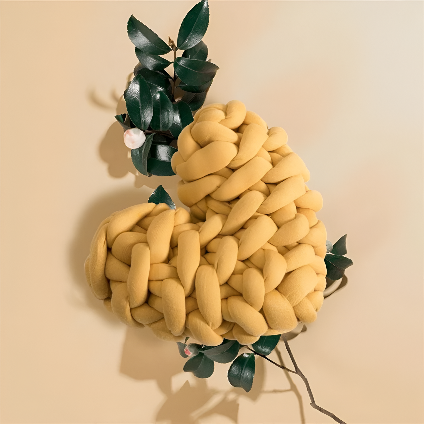 Plush Heart-Shaped Knotted Cushion