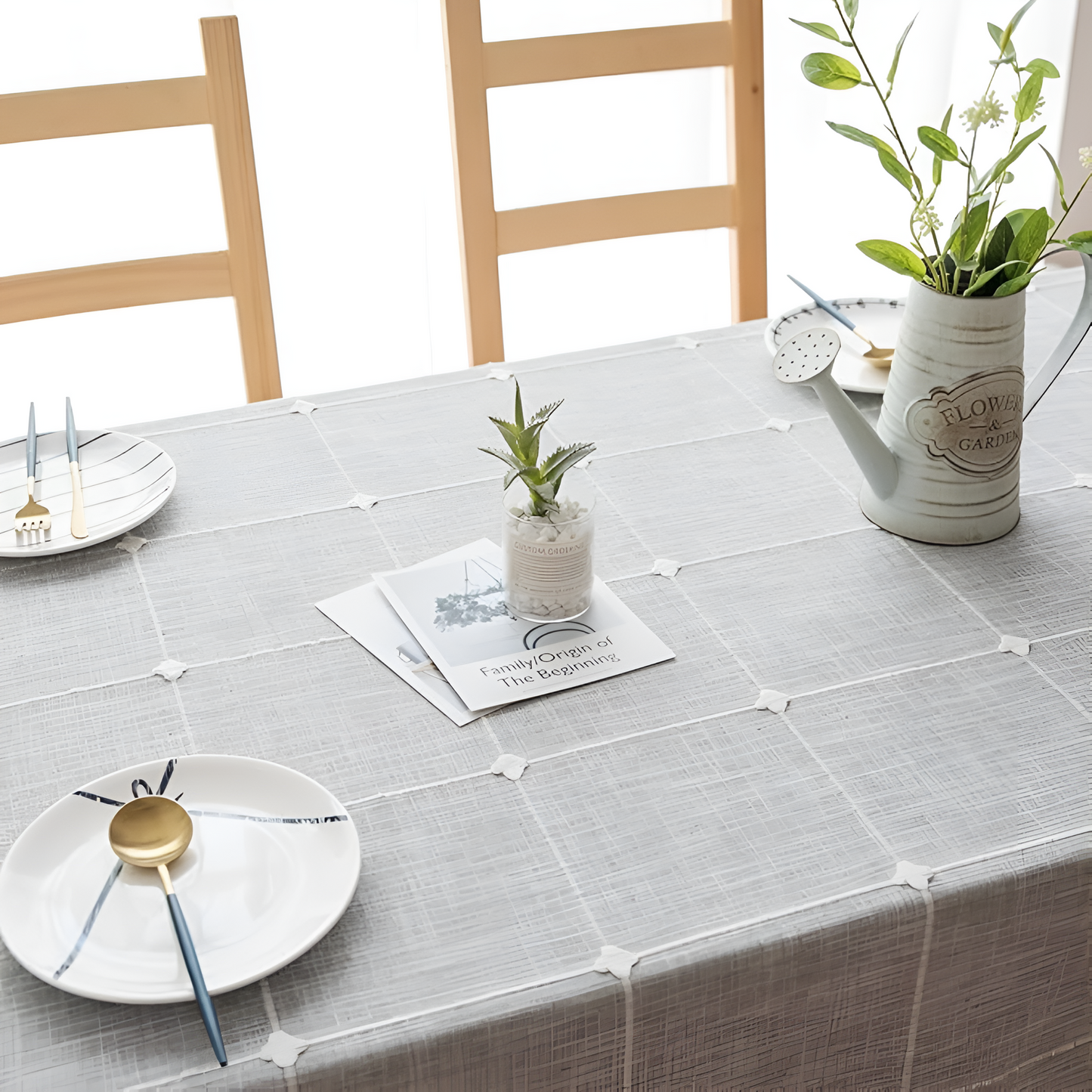 Cotton Linen Pastoral Plaid Tablecloth