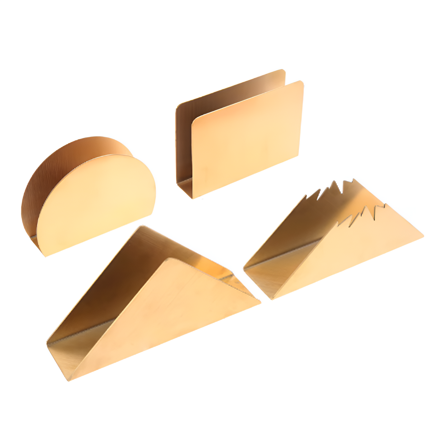 Gold Brass Metallic Napkin Holder with Stable Triangular Design