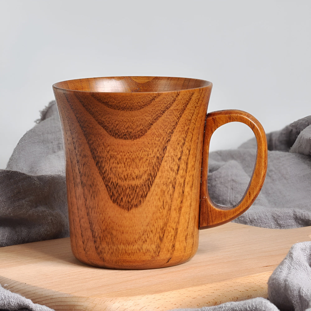 Rustic Handcrafted Japanese Wooden Mug for Hot and Cold Drinks