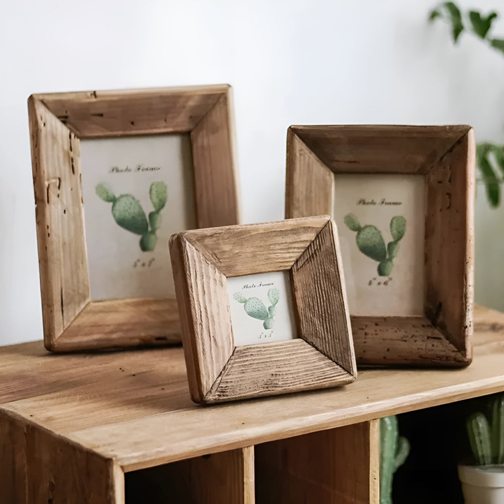 Rustic Solid Wood Picture Frames Set