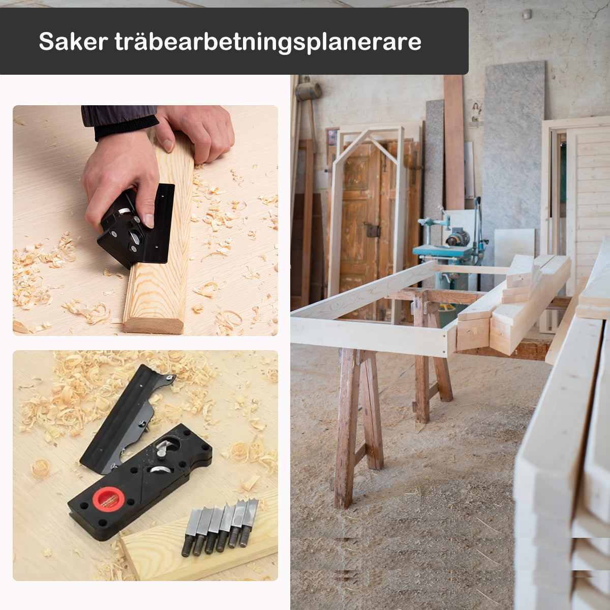 Adjustable Wood Planer Set with Carbon Steel Blades