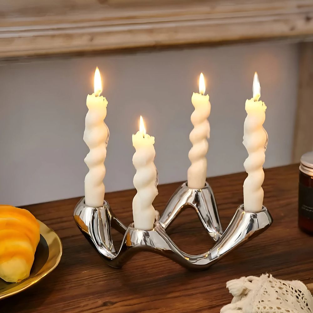 Ripple-Inspired Ceramic Candle Holder