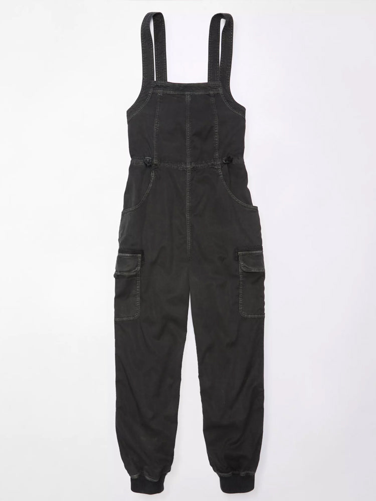 Vintage-Inspired Women's Drape Cargo Overalls