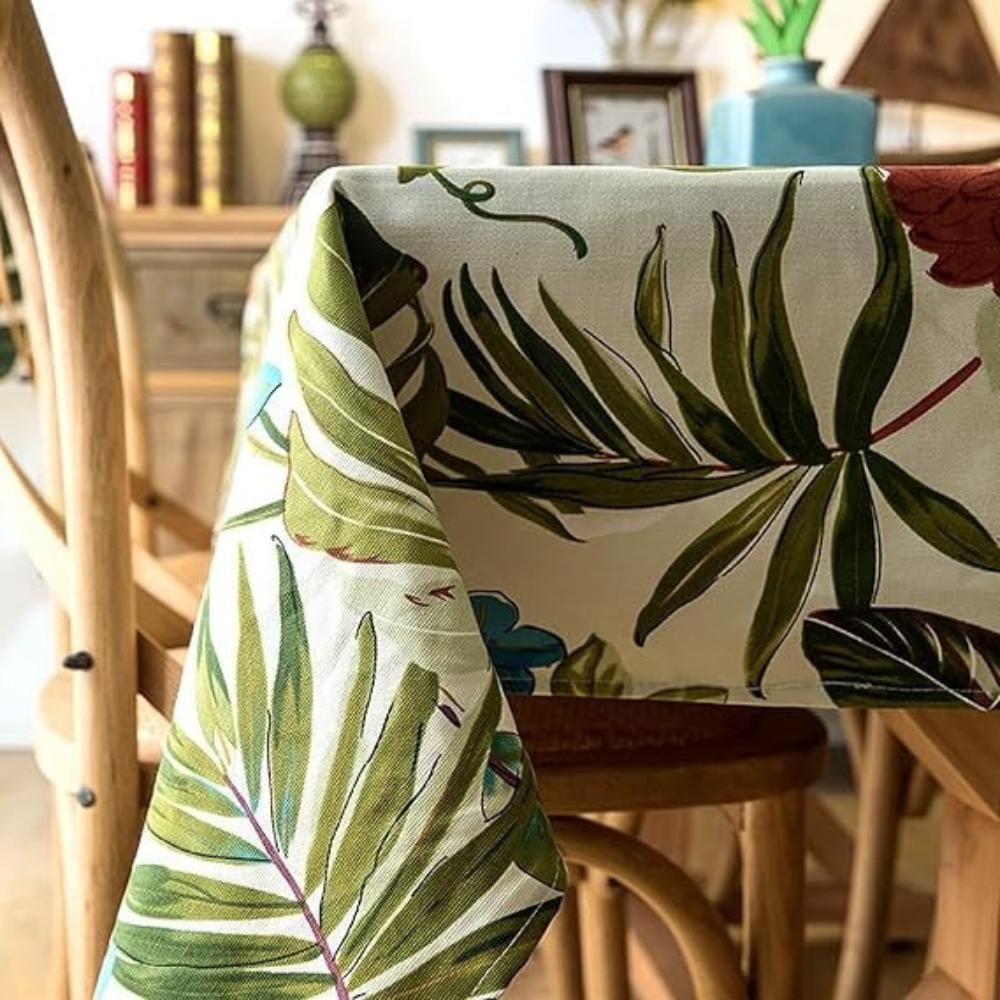 Monstera Leaves Cotton Tablecloth for Tropical Dining