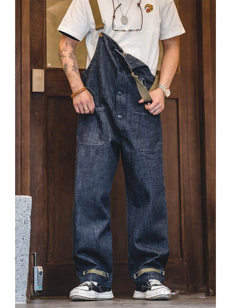 Navy Cotton Denim Deck Overalls for Men