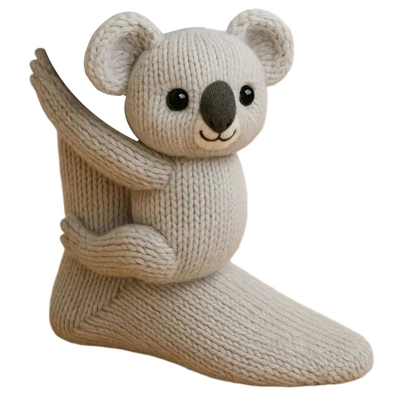 3D Knitted Animal Cuddle Socks in Double-Layer Cotton