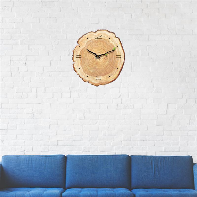 Wooden Annual Rings Wall Clock with Silent Mechanism