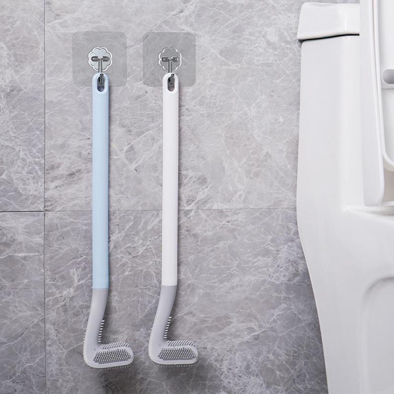 Flexible Silicone Golf Toilet Brush with Long Handle and Wall Mount