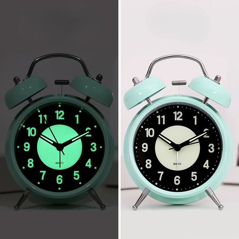 Sleek Metallic Alarm Clock with Soft Illumination
