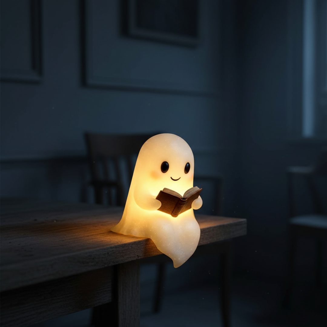 Handmade Ghost Night Light Lamp with Warm White Glow
