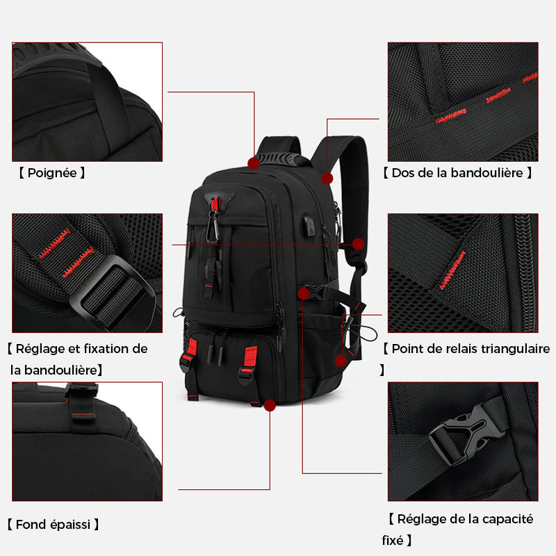 Large Capacity Waterproof Laptop Backpack with USB Charging Port
