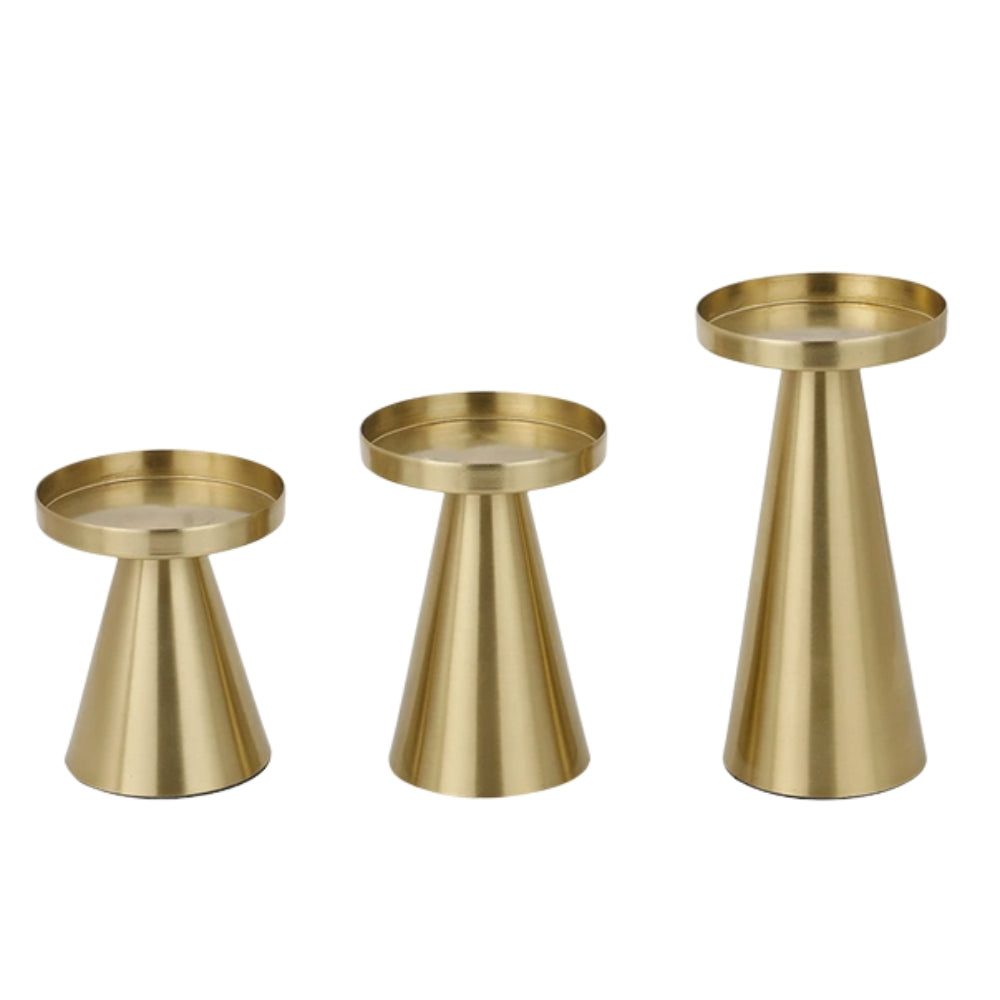 Handcrafted Brass Candle Holders Set of 3