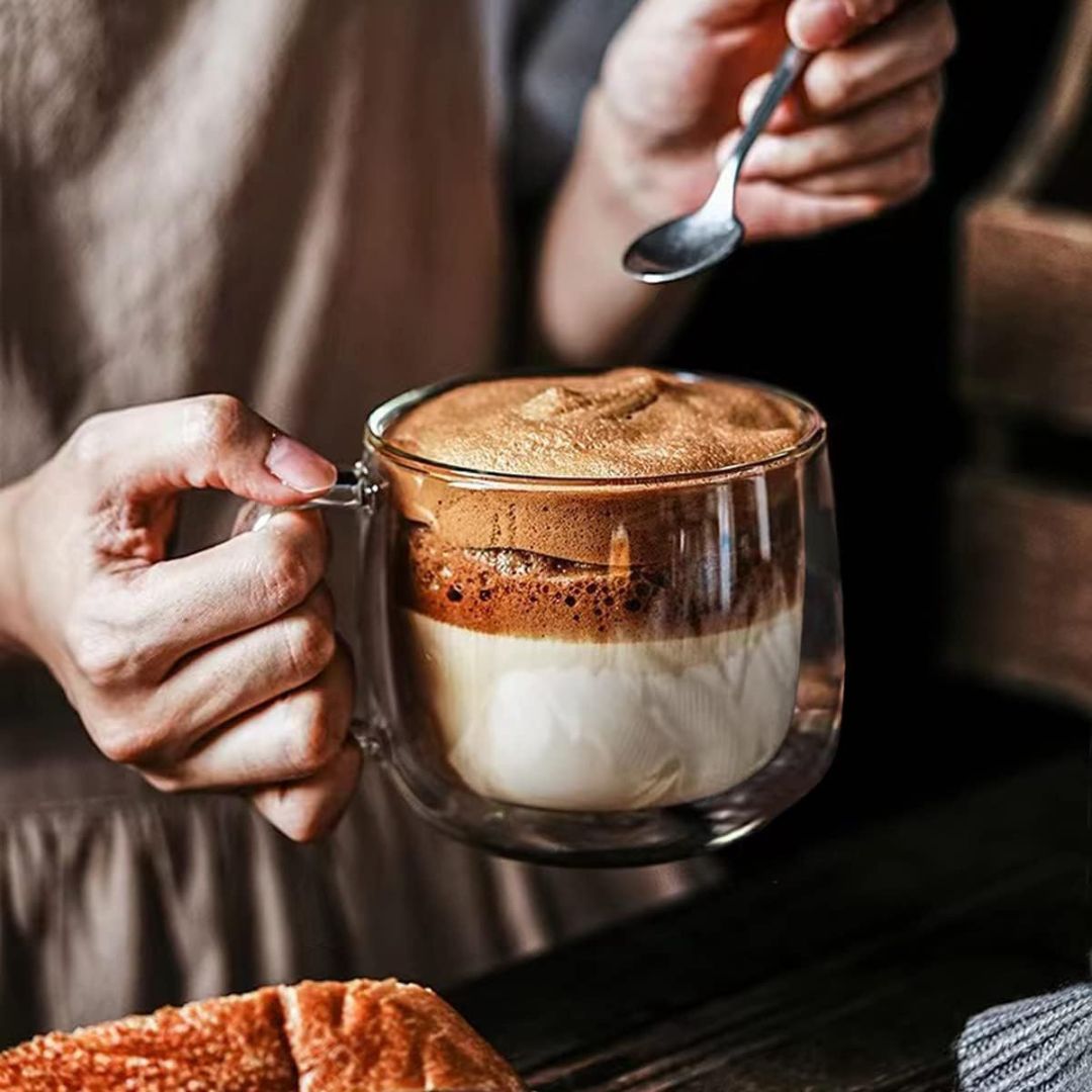 Double-Walled Borosilicate Glass Mugs Set for Hot and Cold Drinks