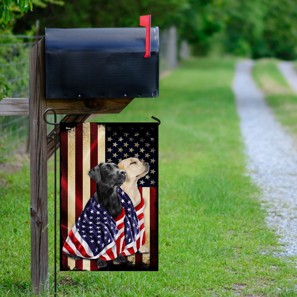 Black and Yellow Labrador Retriever Flag - American Patriot Design, Double-Sided Canvas, 3-Day Shipping