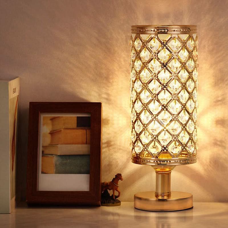 Modern Crystal USB Table Lamp in Gold or Silver Finish
