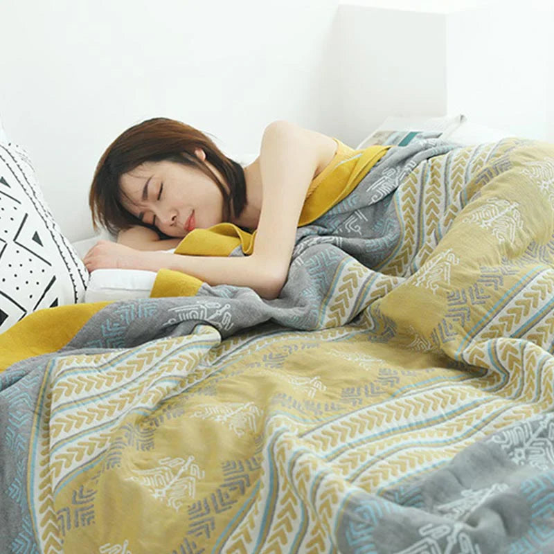 Reversible 100% Cotton Blanket for Cozy Layering