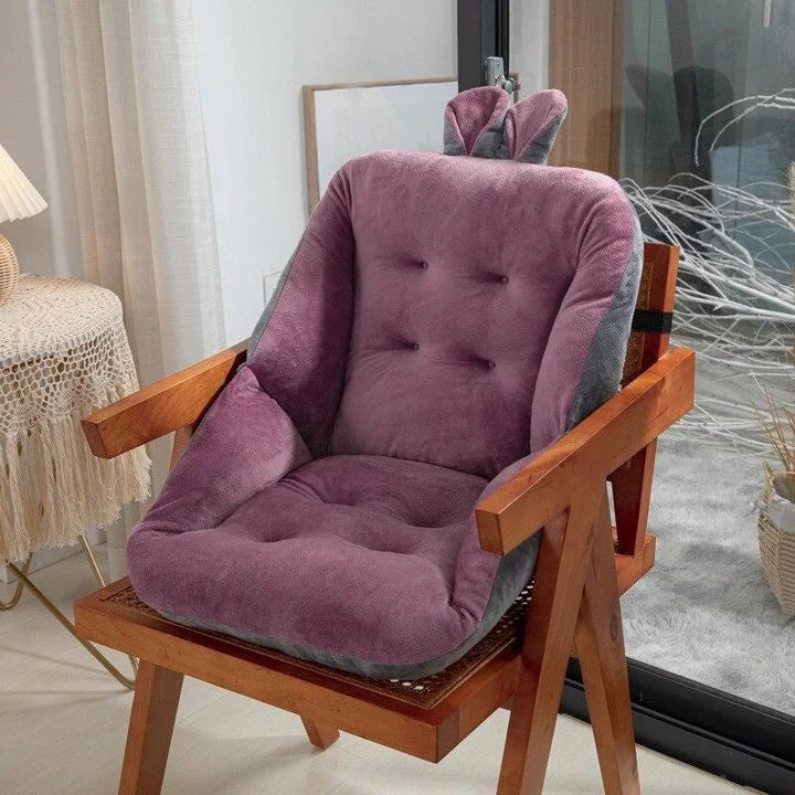Plush Chair Seat Cushion with Back Support and Non-Slip Straps