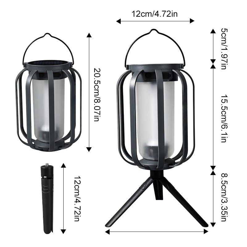 Solar and USB Rechargeable LED Lantern with Flame Effect