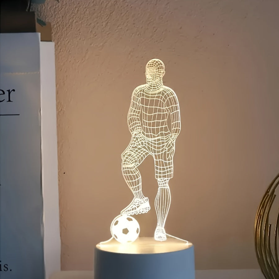 3D Soccer Player LED Table Lamp with USB Power