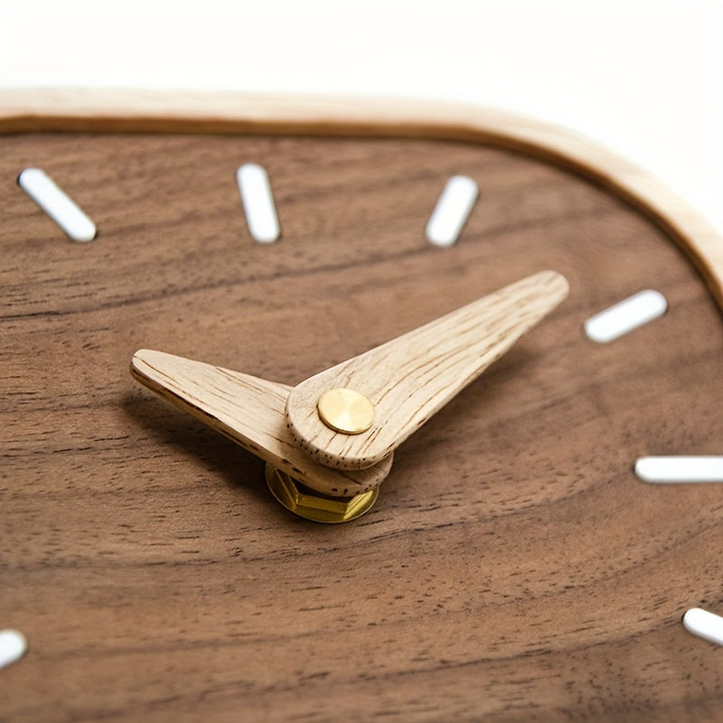Silent Quartz Wooden Table Clock in Solid Oak and Walnut