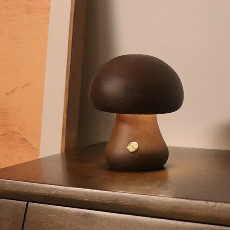 Wooden Mushroom LED Night Light for Kids
