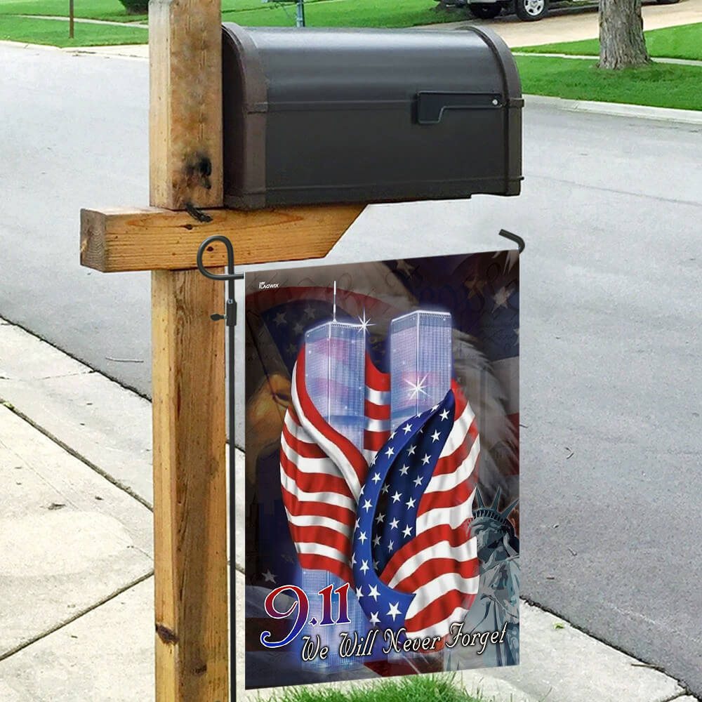 September 11th Never Forget Patriotic Flag - Double-Sided Canvas