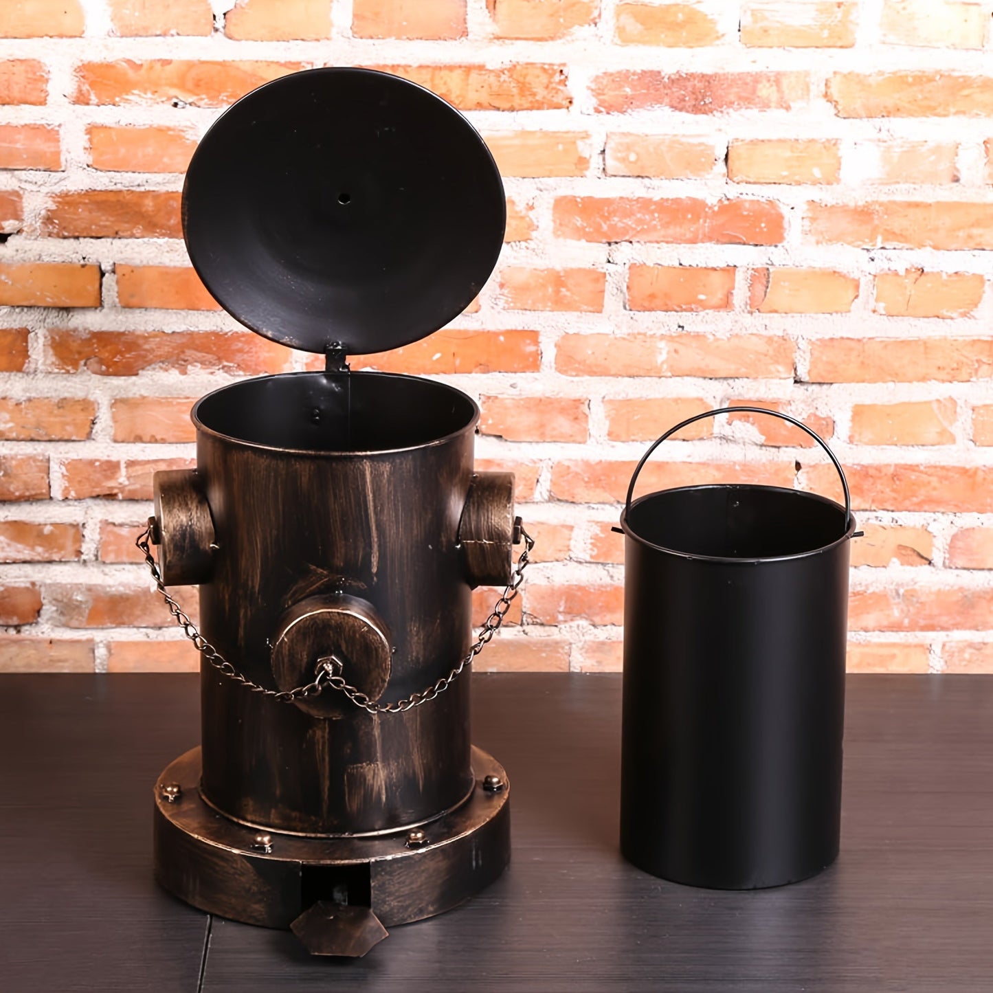 Vintage Fire Hydrant Trash Can with Foot Pedal - Stylish Metal Waste Bin