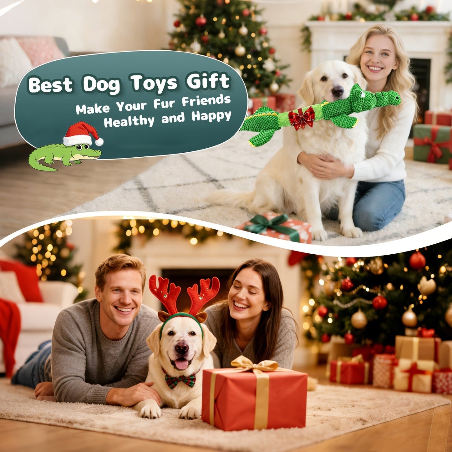 Durable Crocodile Dog Toy with Squeaker for Interactive Play