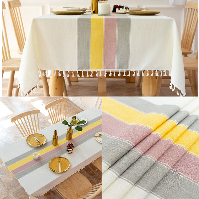 Waterproof Cotton Linen Rectangular Tablecloth - Stain Resistant, Wrinkle-Free for Dining and Events