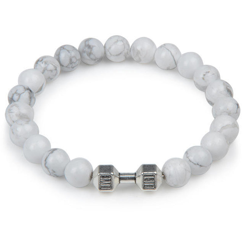 Chakra Dumbbell Bracelet in Black Onyx and Lava Stone
